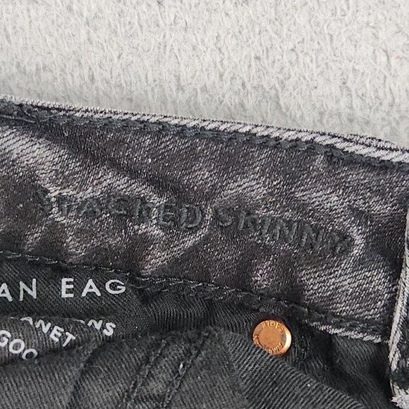 American Eagle Jeans Mens 29x30 Stacked Skinny Leg AirFlex+ Black Denim Pants - Picture 9 of 16